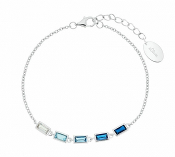 s.Oliver Damen Armband 2031408 Silber Armkette 17 + 3 cm Blau