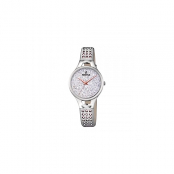 Festina Damenuhr F20407-1 Silber Uhr Armbanduhr Leder Schmuckuhr