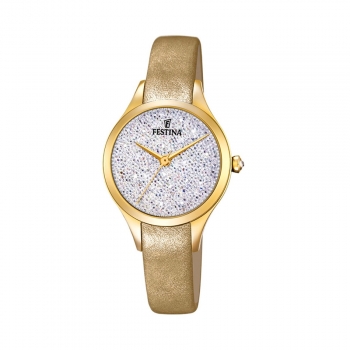 Festina Damenuhr F20410-1 Silber Uhr Armbanduhr Leder Schmuckuhr