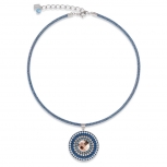 COEUR-DE-LION Damen Kette 4954100700 Halskette Amulett small  Kristalle Mesh blau